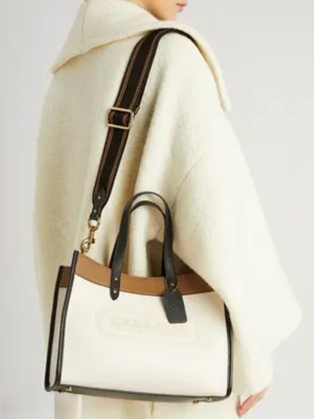 COACH Field Tote 30 In Colorblock Leather Badge Chalk Multi C0777 COMPLETE SET